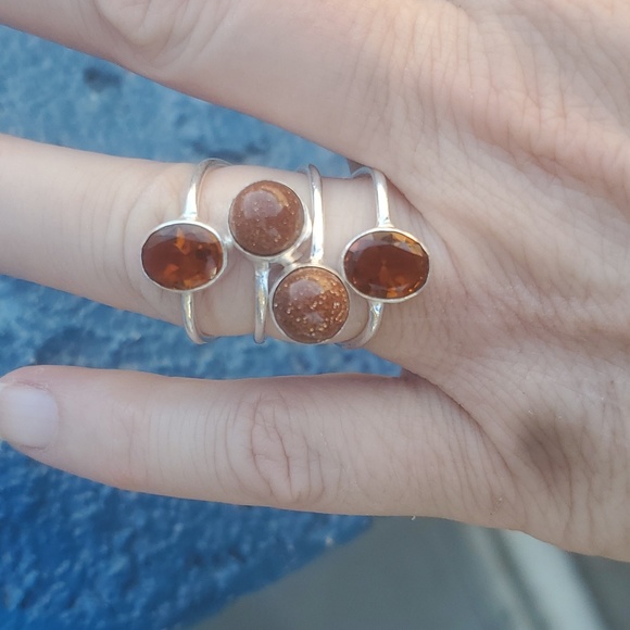 New Sunstone Sun Sitara and Honey Citrine Silver Ring. - Picture 5 of 10